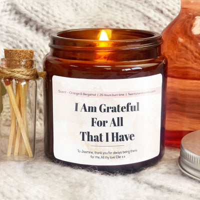 Affirmation Candle Gift | Woodwick Candle | I am grateful for all that I have