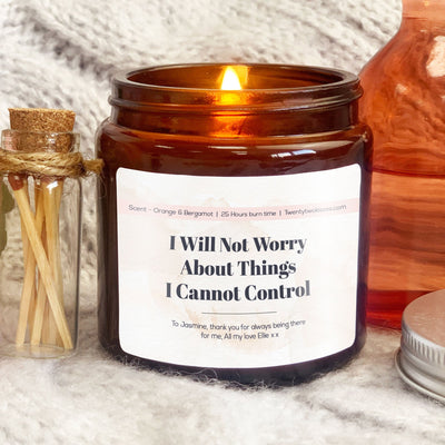Affirmation Candle Gift | Woodwick Candle | I will not worry about things I cannot control