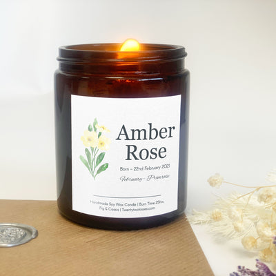 Birth Flower Gift New Baby Gift February | Woodwick Candle | Candle Gift