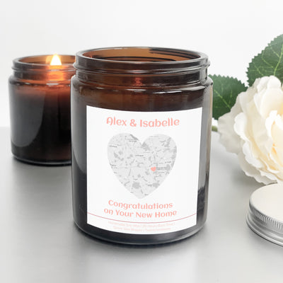 Housewarming Candle Gift | Woodwick Soy Wax Candle | Personalised Map