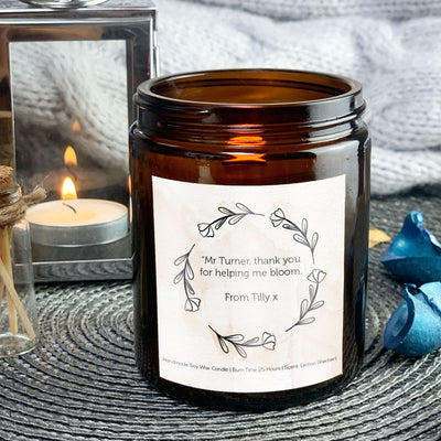 Teacher’s Candle Gift | Woodwick Candle | Thank you for helping me bloom 