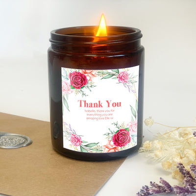 Thank you Candle Pink Roses | Woodwick candle gift | twentytwokisses