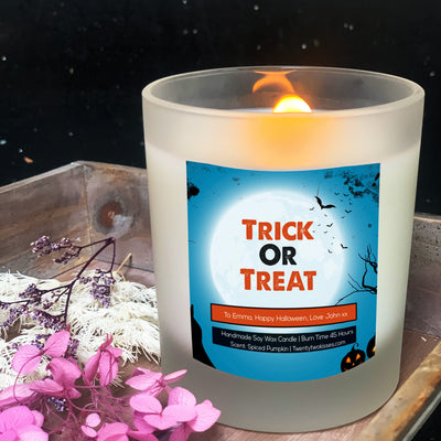 Trick or Treat Candle Halloween Gift | Woodwick Candle | Personalised Candle Gift