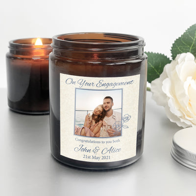 Engagement Candle Gift | Woodwick Soy Wax Candle | Personalised Photo