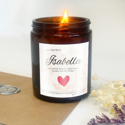 Personalised Get Well Soon Candle Gift | Woodwick Candle | Design - Heart