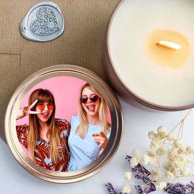 30th Birthday Rose Gold Tin Candle | Woodwick Candle |  Personalised Photo Candle Gift