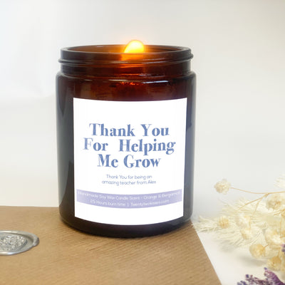 Amazing Teacher Candle Gift Thank You For Helping Me Grow | Woodwick candle gift | twentytwokisses