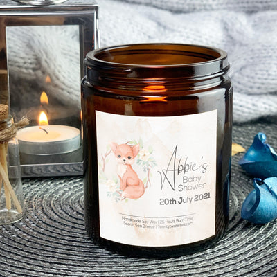 Baby Shower Candle Gift | 180ml Woodwick Candle | Design - Cinnamon Wreath 