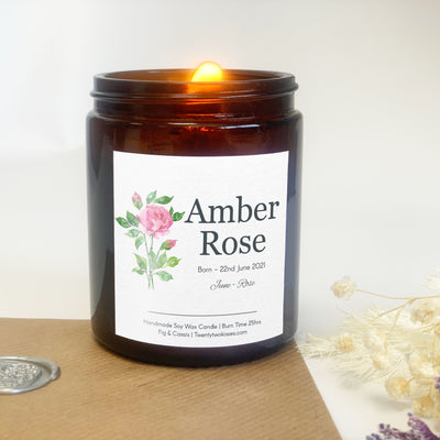 Birth Flower Gift New Baby Gift June | Woodwick Candle | Candle Gift