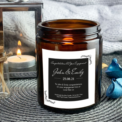 Engagement Candle Gift For Couple | Woodwick Candle | Personalised Candle Gift