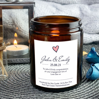 Engagement Gift Candle | Woodwick Candle | Personalised Candle Gift