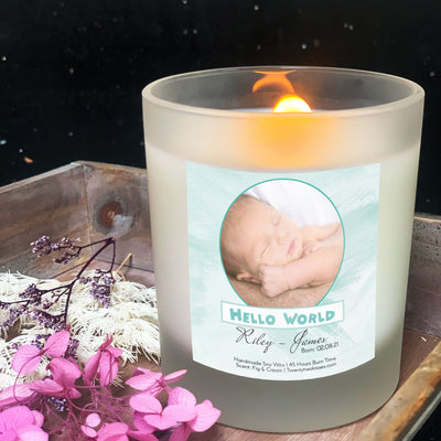 New baby Boy Photo Gift Frosted | Woodwick Candle | Candle Gift