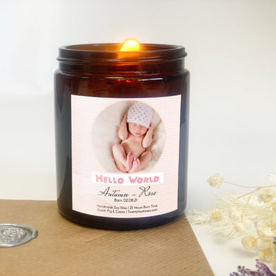 New baby Girl Photo Gift | Woodwick Candle | Candle Gift