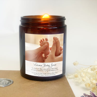 New Baby Photo Gift Candle | Woodwick Candle | Candle Gift