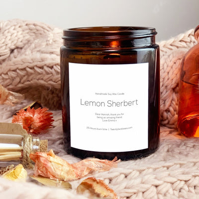 Personalised White Thank You Candle Gift - Lemon Sherbert | Woodwick candle gift | twentytwokisses