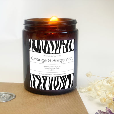 Thank You Candle Gift Zebra | Woodwick candle gift | twentytwokisses