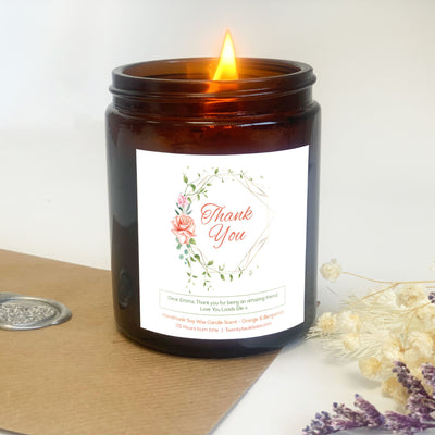 Thank you Candle Botanical Rose Border | Woodwick candle gift | twentytwokisses