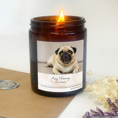 Dog Lover Candle Gift | Woodwick Candle |  Personalised Photo Candle Gift