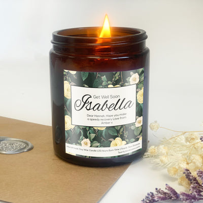 Personalised Get Well Soon Candle Gift | Woodwick Candle | Design - Aloha Tropics