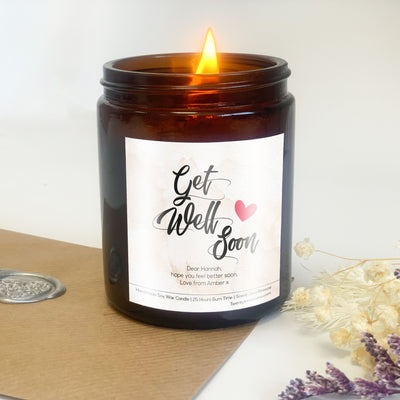 Personalised Get Well Soon Candle Gift | Woodwick Candle | Design - Fancy Heart