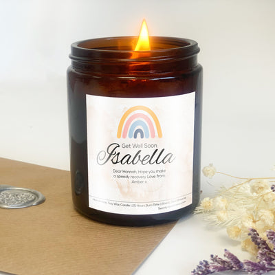 Personalised Get Well Soon Candle Gift | Woodwick Candle | Design - Rainbow