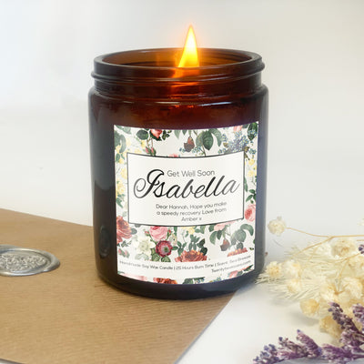  Personalised Get Well Soon Candle Gift | Woodwick Candle | Design - Satin Rose