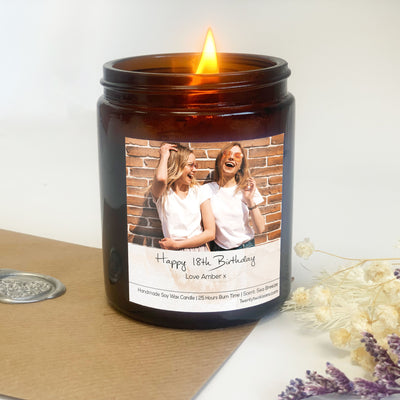 18th Birthday Candle Gift | Woodwick Candle |  Personalised Photo Candle Gift